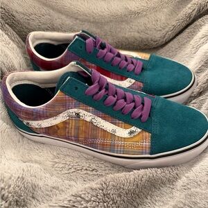 VANS Acid Prep Multicolor Plaid Sneakers Skate Shoes Womens 8.5 Mens 7 NEW